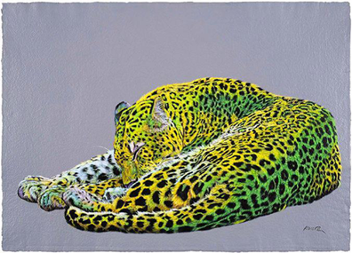 Leopard in yellow and green